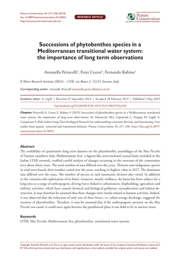 Successions of Phytobenthos Species in a Mediterranean Transitional Water System: the Importance of Long Term Observations