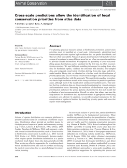 Crossscale Predictions Allow the Identification of Local Conservation Priorities from Atlas Data