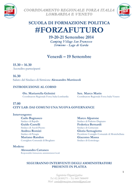 FORZAFUTURO 19-20-21 Settembre 2014 Camping Village San Francesco Sirmione - Lago Di Garda