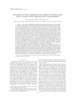 Dynamics of Soil Nitrogen and Carbon Accumulation for 61 Years After Agricultural Abandonment