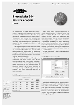 Cluster Analysis Y H Chan