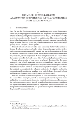 41. the Meuse–Rhine Euroregion: a Laboratory for Police and Judicial Cooperation in the European Union*