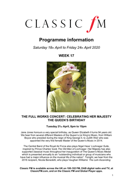 Programme Information