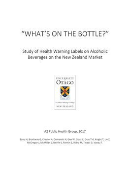 What's on the Bottle: Study of Health Warning Labels on Alcoholic