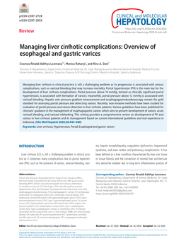 Overview of Esophageal and Gastric Varices