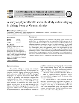 A Study on Physical Health Status of Elderly Widows Staying in Old Age Home at Varanasi District