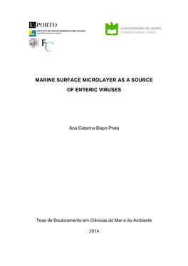 Marine Surface Microlayer As a Source of Enteric Viruses