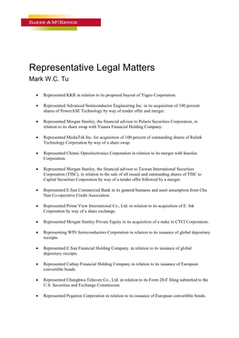 Representative Legal Matters Mark W.C