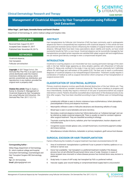 Management of Cicatricial Alopecia by Hair Transplantation Using Follicular Unit Extraction