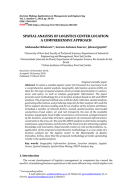 Spatial Analysis of Logistics Center Location: a Comprehensive Approach