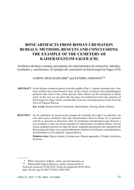 Bone Artifacts from Roman Cremation Burials: Methods, Results and Conclusions