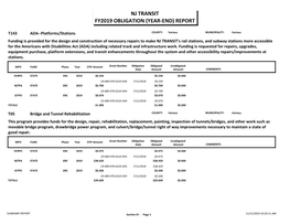Nj Transit Fy2019 Obligation (Year-End) Report
