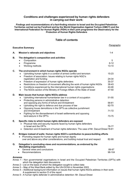 Conditions and Challenges Experienced by Human Rights Defenders in Carrying out Their Work