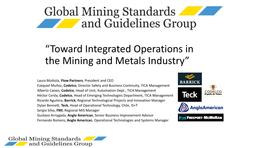 “Toward Integrated Operations in the Mining and Metals Industry”