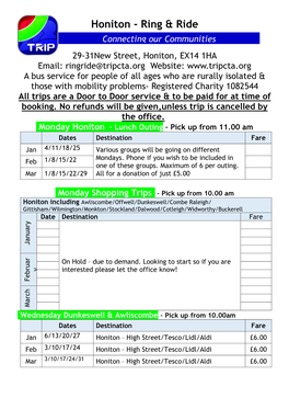 Honiton - Ring & Ride Connecting Our Communities