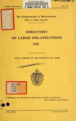 Directory of Labor Organizations in Massachusetts
