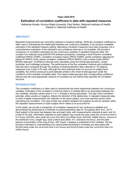 Estimation of Correlation Coefficient in Data with Repeated Measures