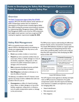 Guide to Developing the Safety Risk Management Component of a Public Transportation Agency Safety Plan