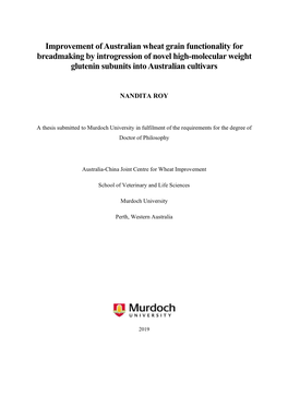 Improvement of Australian Wheat Grain Functionality for Breadmaking by Introgression of Novel High-Molecular Weight Glutenin Subunits Into Australian Cultivars