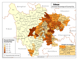 Sichuan Q I N G H a I G a N S U Christian Percentage of County/City Ruo'ergai