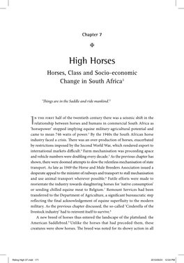 High Horses Horses, Class and Socio-Economic Change in South Africa1