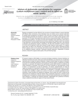 Mixture of Glufosinate and Atrazine for Ryegrass (Lolium Multiflorum Lam