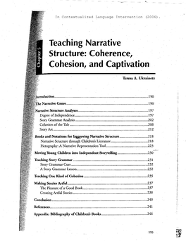 Teaching Narrative Structure: Coherence, Cohesion, and Captivation