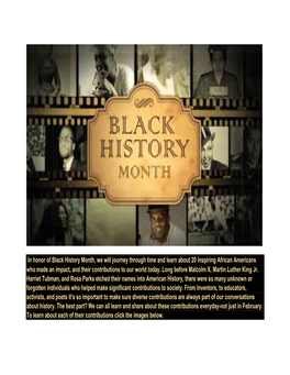 Black History Month Calendar