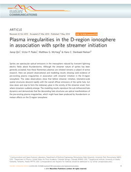 Plasma Irregularities in the D-Region Ionosphere in Association with Sprite Streamer Initiation