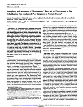 Aneuploidy and Aneusomy of Chromosome 7 Detected by Fluorescence in Situ Hybridization Are Markers of Poor Prognosis in Prostate Cancer'