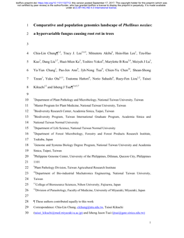 Comparative and Population Genomics Landscape of Phellinus Noxius