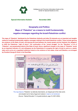 Geography and Politics: Maps of “Palestine” As a Means to Instill Fundamentally Negative Messages Regarding the Israeli-Palestinian Conflict