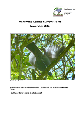 Manawahe Kokako Survey Report November 2014
