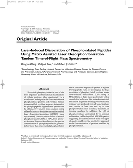 Laser-Induced Dissociation of Phosphorylated Peptides Using