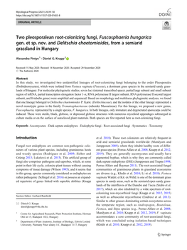 Two Pleosporalean Root-Colonizing Fungi, Fuscosphaeria Hungarica Gen