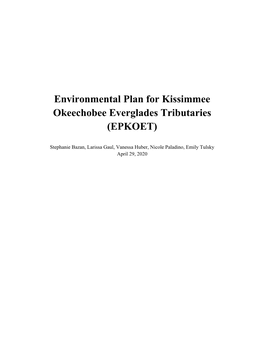 Environmental Plan for Kissimmee Okeechobee Everglades Tributaries (EPKOET)