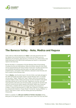 The Barocco Valley – Noto, Modica and Ragusa