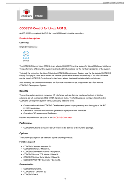 CODESYS Control for Linux ARM SL — Product Data Sheet V0.0.0.1