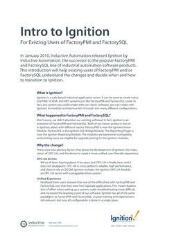 Intro to Ignition for Existing Users of Factorypmi and Factorysql