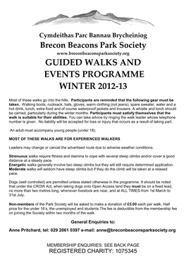 Guided Walks and Events Programme Winter 2012-13