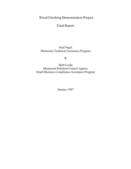 Wood Finishing Demonstration Project Final Report