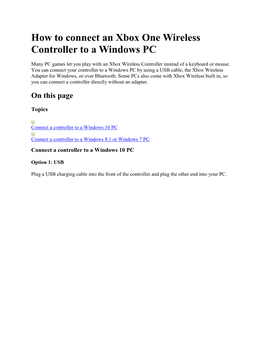 How to Connect an Xbox One Wireless Controller to a Windows PC