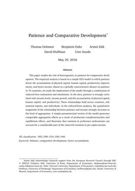 Patience and Comparative Development*