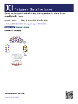Gene Loci Associated with Insulin Secretion in Islets from Nondiabetic Mice