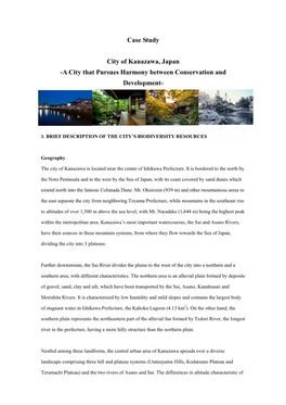 Case Study City of Kanazawa, Japan -A City That Pursues Harmony