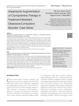 Aripiprazole Augmentation of Clomipramine Therapy In