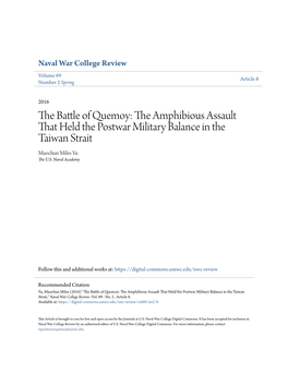 The Battle of Quemoy: the Amphibious Assault That Held the Postwar Military Balance in the Taiwan Strait