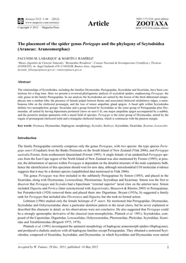 The Placement of the Spider Genus Periegops and the Phylogeny of Scytodoidea (Araneae: Araneomorphae)