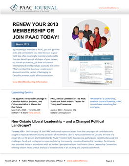 Renew Your 2013 Membership Or Join Paac Today!