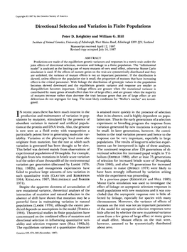 Directional Selection and Variation in Finite Populations